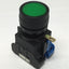 Used Idec HW1B-M1F10 Illuminated Pushbutton Switch, 5-30VDC Green LED, 600V/10A N.O.