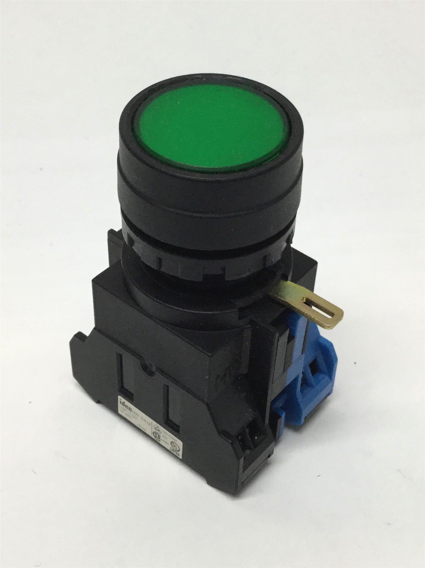 Used Idec HW1B-M1F10 Illuminated Pushbutton Switch, 5-30VDC Green LED, 600V/10A N.O.
