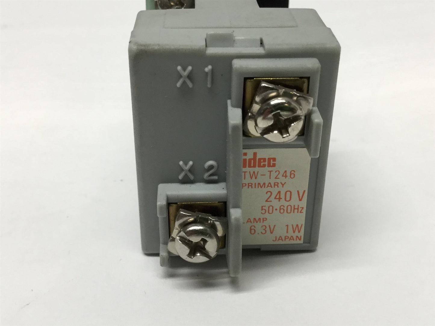 Used Idec ALW Illuminated Pushbutton Switch, Green, w/TW-T246 Transformer 240VAC