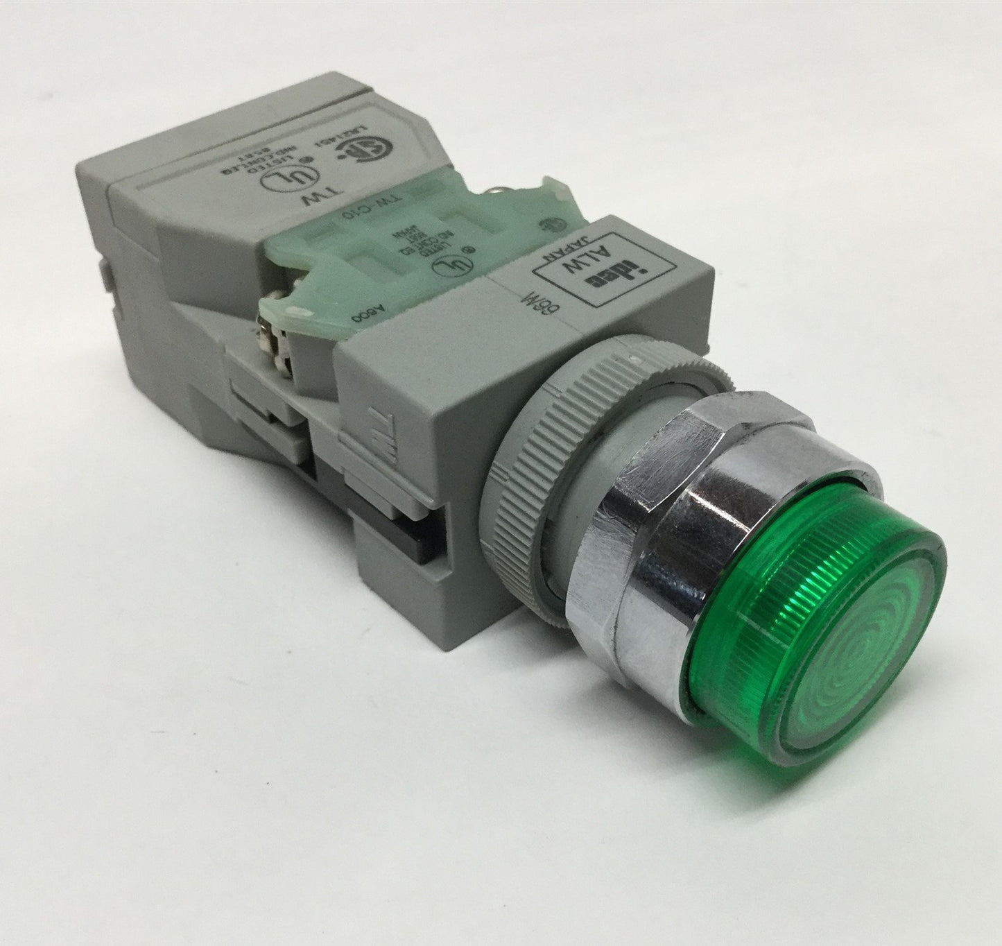 Used Idec ALW Illuminated Pushbutton Switch, Green, w/TW-T246 Transformer 240VAC