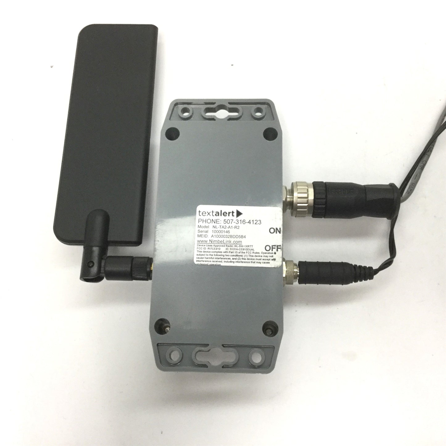 Used Nimbelink NL-TA2-A1-R2 TextAlert Module, With Antenna and Power Source