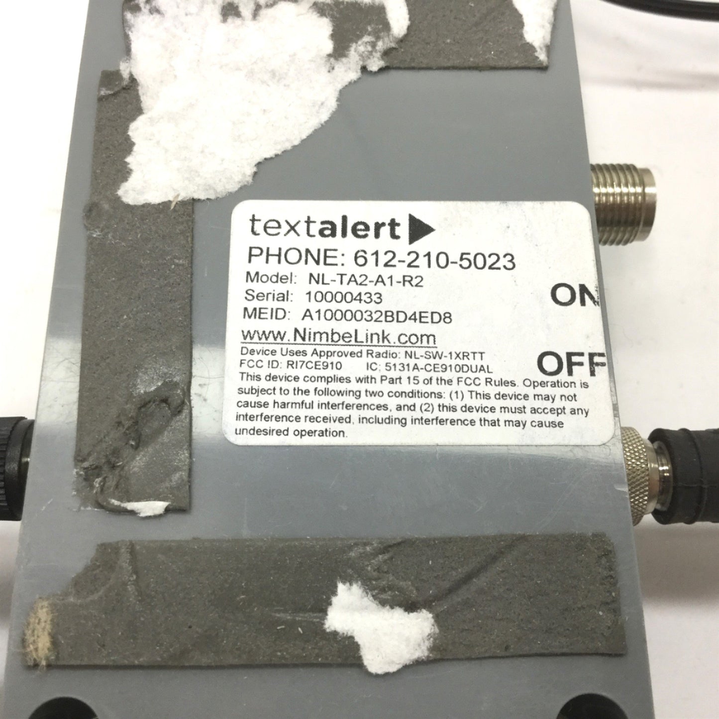 Used Nimbelink NL-TA2-A1-R2 TextAlert Module, With Power Source and Antenna