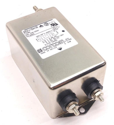 Used Corcom 20VSK6 EMI Filter, 20A, 120/250V 50-60Hz