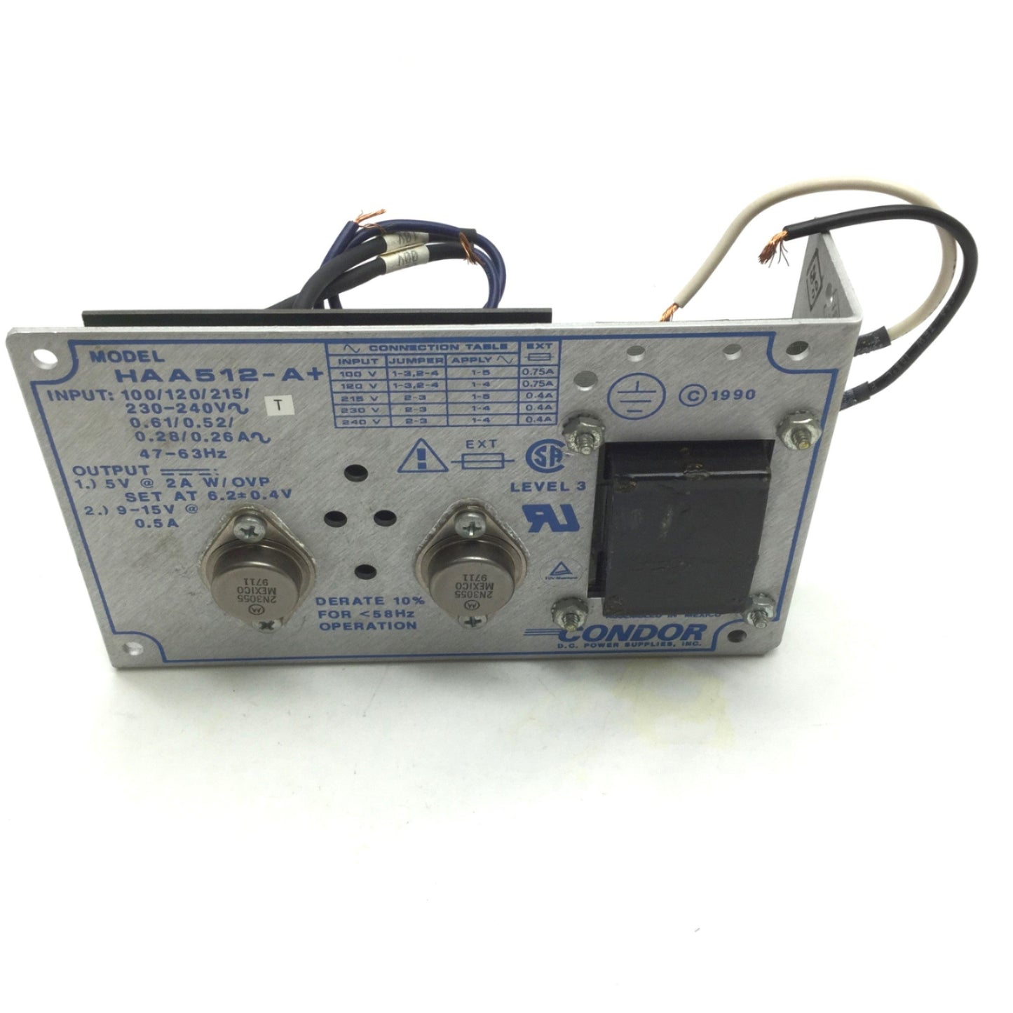 Used Condor HAA512-A+ Power Supply Output: 5V 2A, 9-15V .5A Input: 100-120/220-240VAC