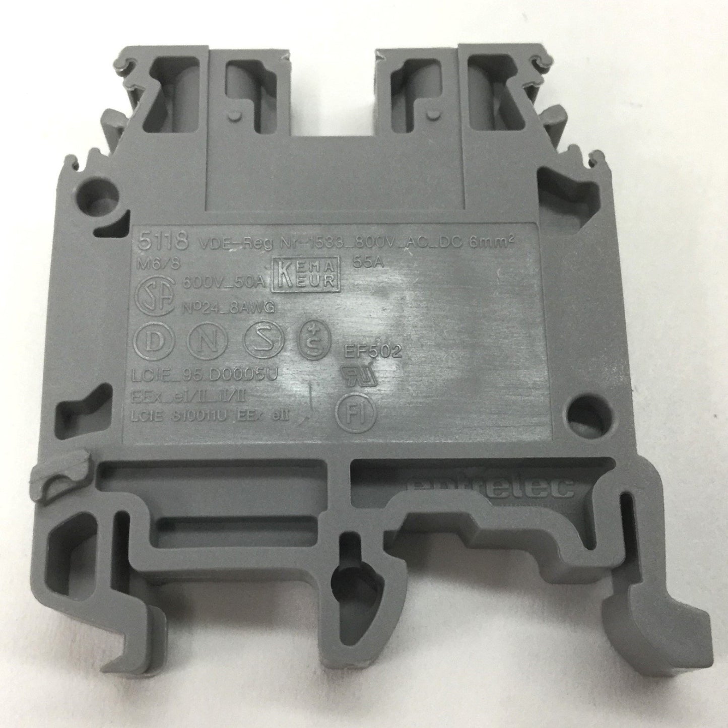 Used Lot of 74 Entrelec M6/8 5118 Screw Terminal Blocks, Rating: 600V 50A, Gray