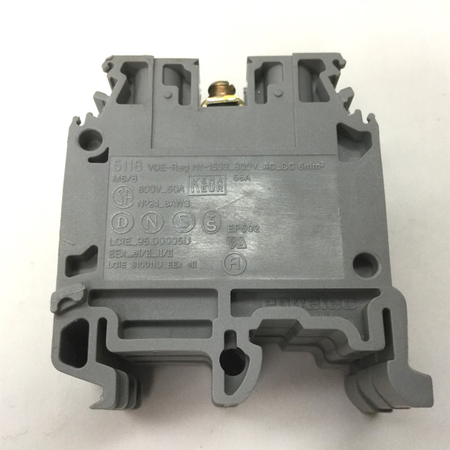 Used Lot of 55 Entrelec M6/8 5118 Screw Terminal Blocks, Rating: 600V 50A, Gray