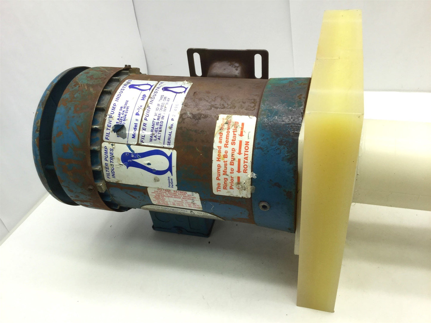 Used Penguin P-3/4BHP Vertical Pump & Motor, 70GPM, 3/4HP, 46' Head, 208-230/460VAC