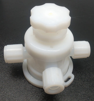 New – Open box Furon UPM3-F1212-MT 3-Way Multi Turn Valve, PNFA, 3/4" Orifice, 3/4" Flaretek