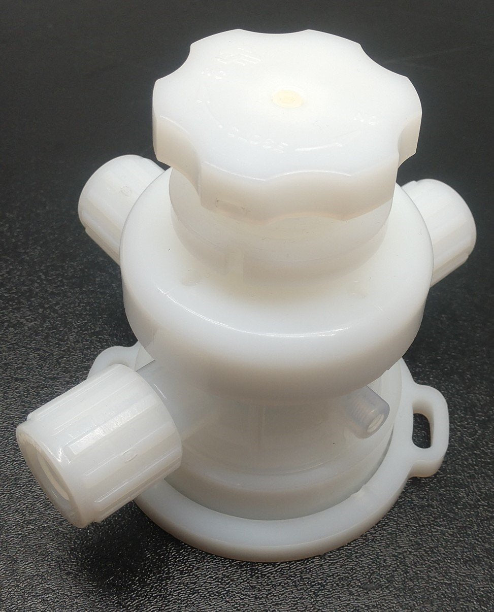 New – Open box Furon UPM3-F1212-MT 3-Way Multi Turn Valve, PNFA, 3/4" Orifice, 3/4" Flaretek