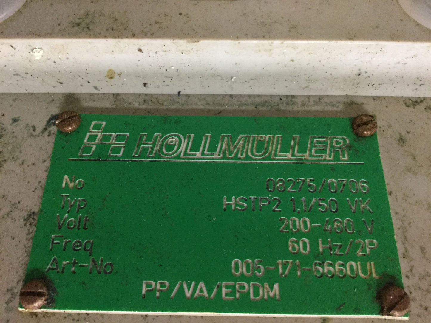 Used Höllmüller HSTP2 Immersion Pump 1.1/50 VK 200-460VAC 60Hz 2P, Dietz Motor