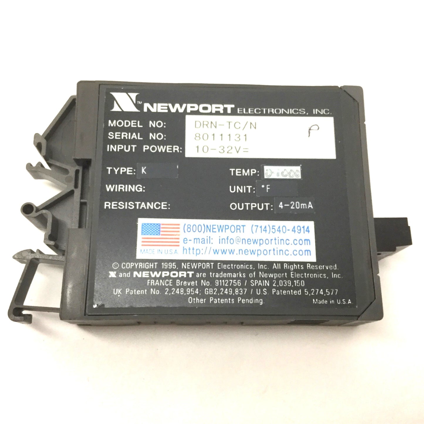 Used Newport DRN-TC/N Signal Conditioner, RS232C Communication, Type K Thermocouple