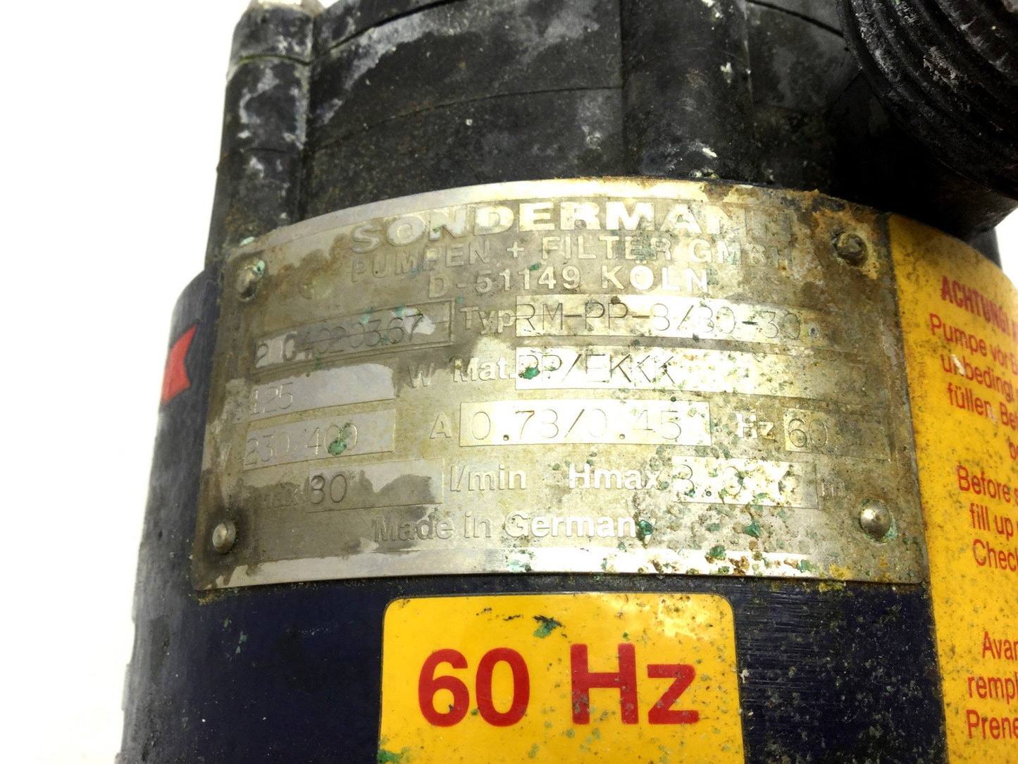Used Sondermann RM-PP-8/80-30 Magnetic Drive Pump 80 L/min 203/360V 1.36/0.79A