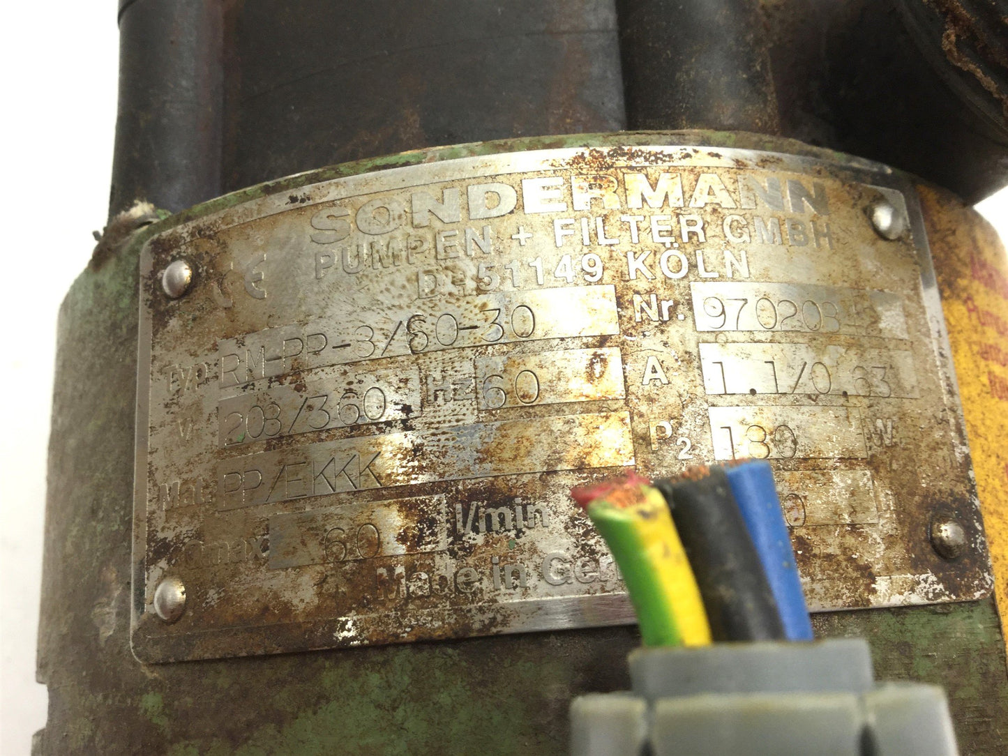 Used Sondermann RM-PP-8/80-30 Magnetic Drive Pump 80 L/min 203/360VAC 50Hz 1.36/0.79A