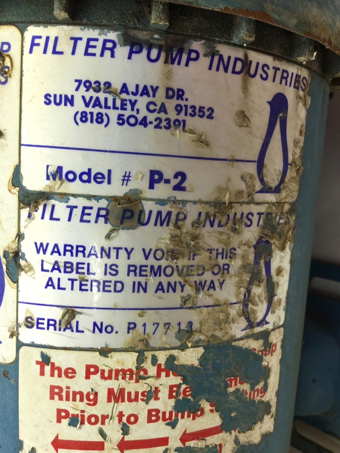 Used Penguin P-2B Vertical Pump & Motor, 208-230/460VAC, 2HP, 69' Head, 112GPM