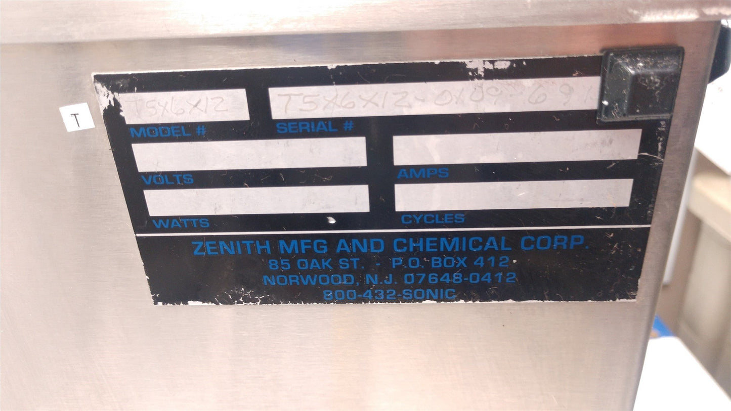 Used Zenith T5X6X12 & G1-40-Rev3 Industrial Ultrasonic Cleaner & Power Supply