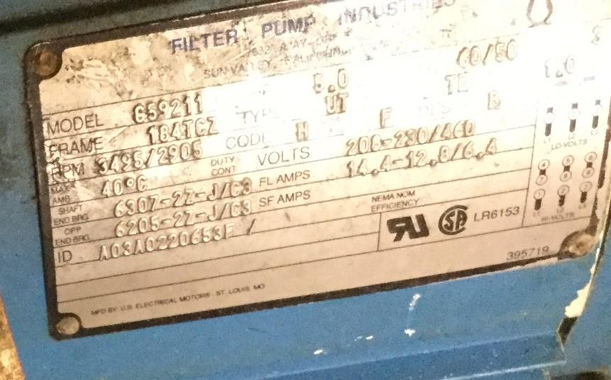Used Penguin P-5C Vertical Pump & Motor, 172GPM, 5HP, 208-230/460V AC, 122' Head