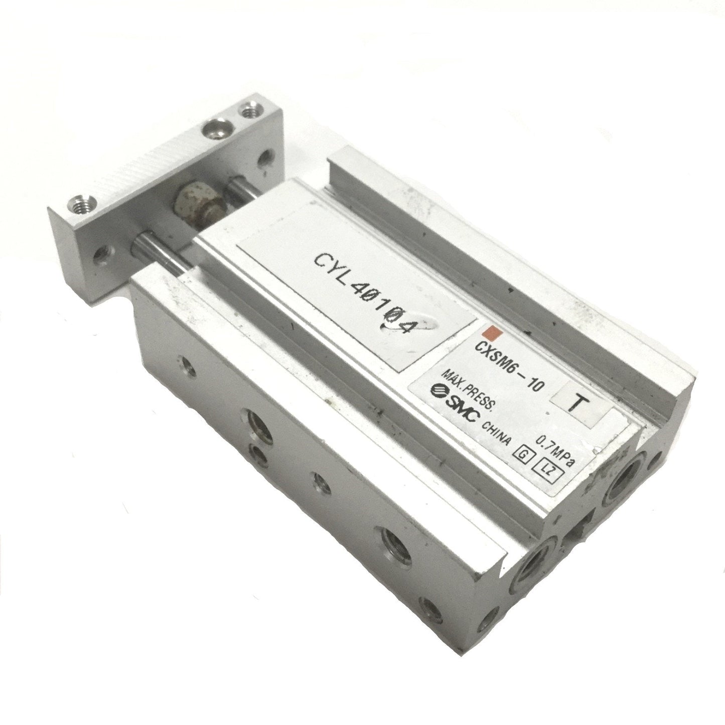 Used SMC CXSM6-10 Double Rod Pneumatic Cylinder, Bore: 6mm, Stroke: 10mm, M5x0.8 Rust