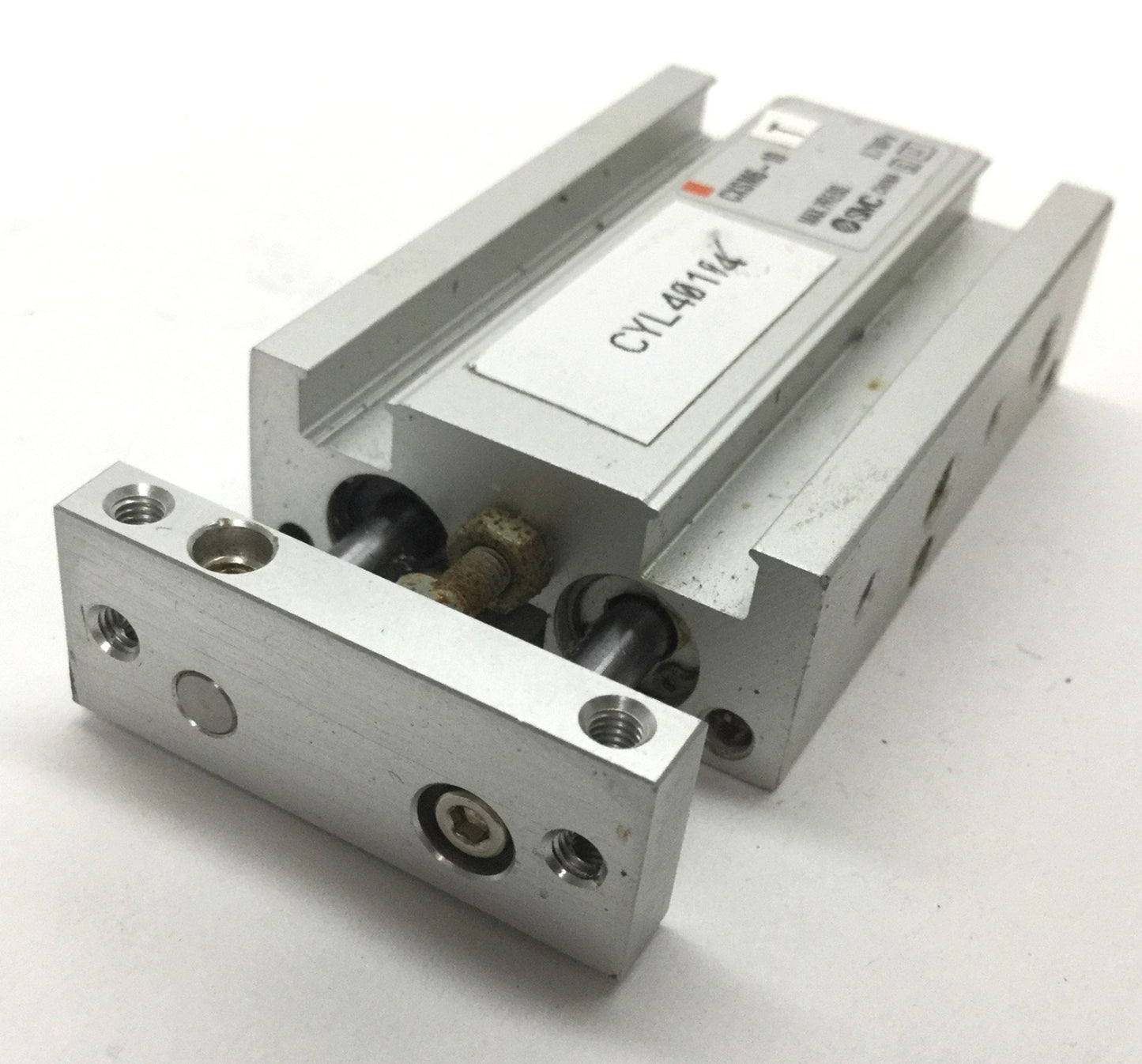 Used SMC CXSM6-10 Double Rod Pneumatic Cylinder, Bore: 6mm, Stroke: 10mm, M5x0.8 Rust