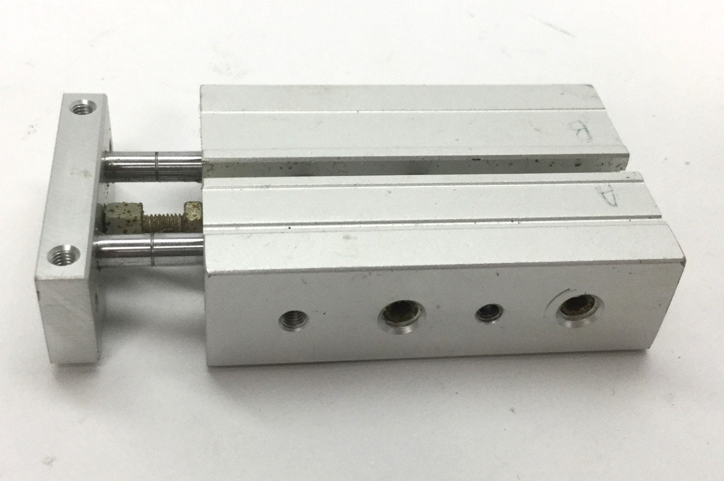Used SMC CXSM6-10 Double Rod Pneumatic Cylinder, Bore: 6mm, Stroke: 10mm, M5x0.8 Rust