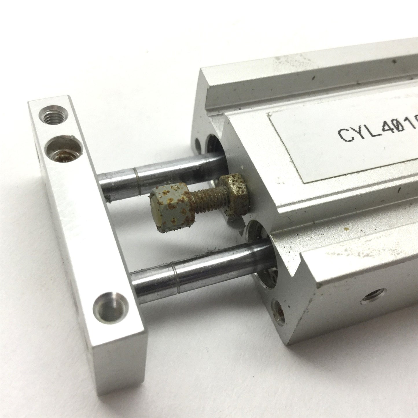 Used SMC CXSM6-10 Double Rod Pneumatic Cylinder, Bore: 6mm, Stroke: 10mm, M5x0.8 Rust