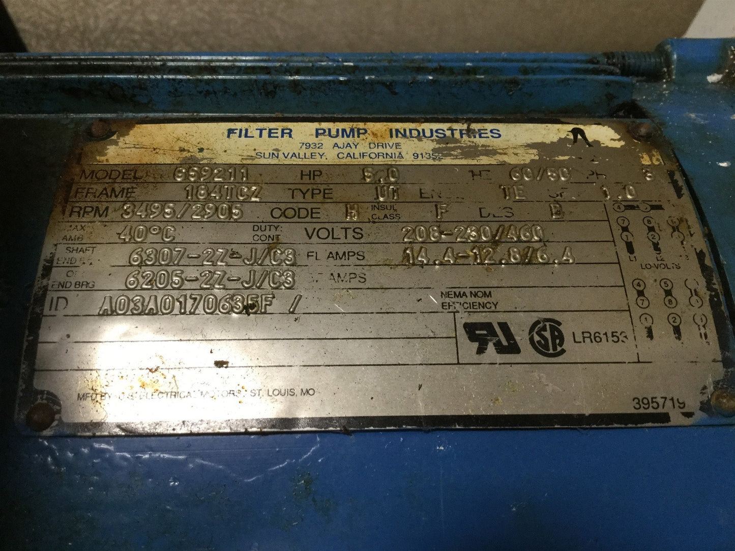 Used Penguin P-5B Vertical Pump & Motor 208-230/460V, 172GPM, 5HP, 122' Head