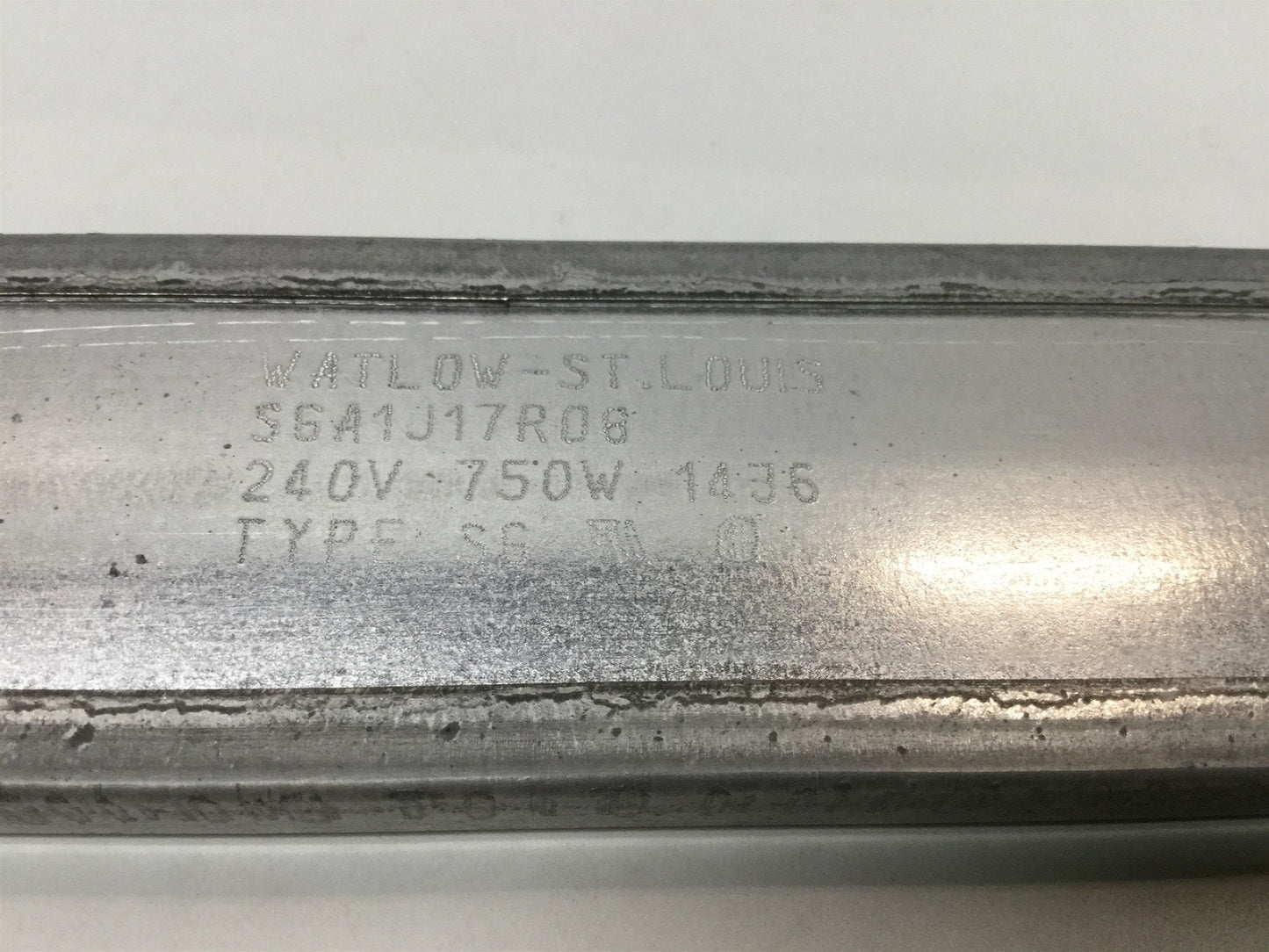 New – Open box Watlow SGA1J17R08 375 Strip Heater Element 750W 240V, 17" Long x 3/8" Thick