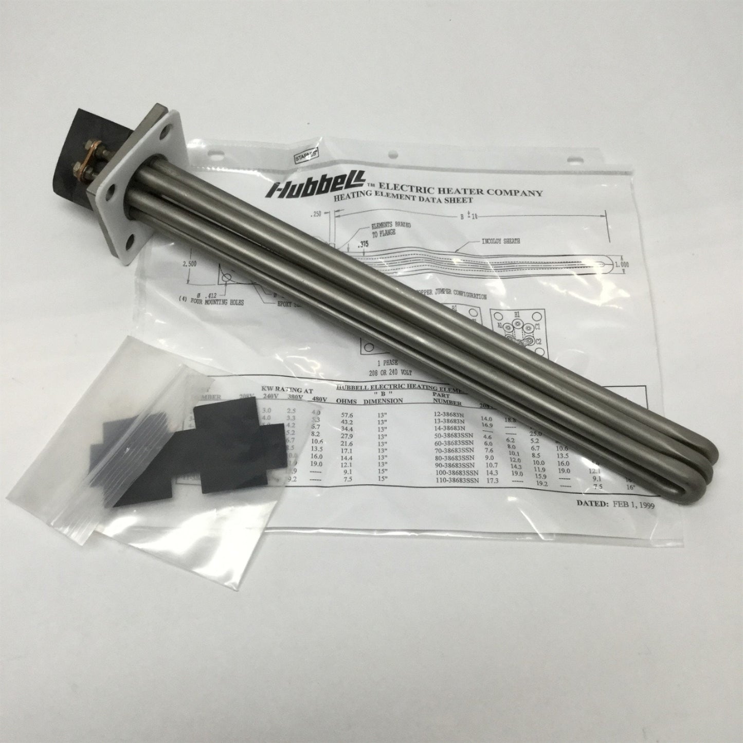 New – Open box Hubbell 60-38683SSN Electric Heater Immersion Heating Element 13" 10.6kW @ 480V