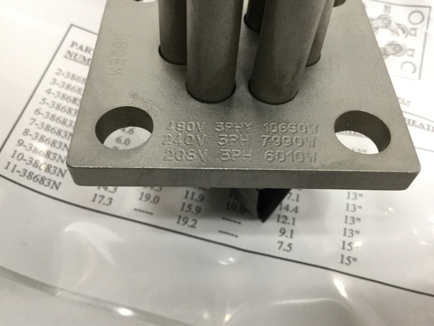 New – Open box Hubbell 60-38683SSN Electric Heater Immersion Heating Element 13" 10.6kW @ 480V