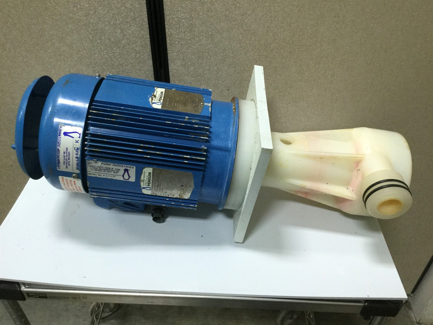Used Penguin P-5CK Vertical Pump & 5HP Motor, 122' Head, 208-230/460V 172GPM