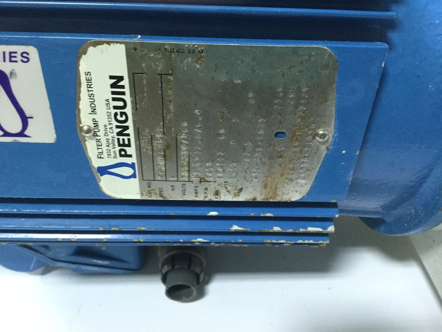 Used Penguin P-5CK Vertical Pump & 5HP Motor, 122' Head, 208-230/460V 172GPM