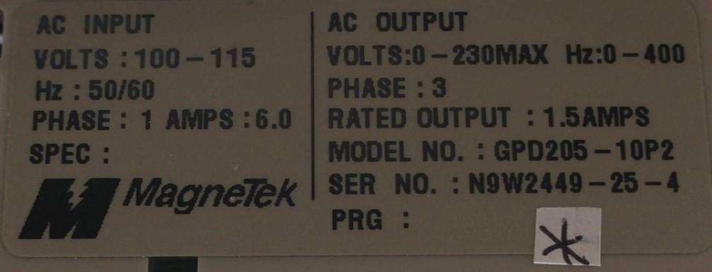 Used Yaskawa GPD205-10P1 VS Mini Drive, 100V Single Phase Input, 3 Phase Output