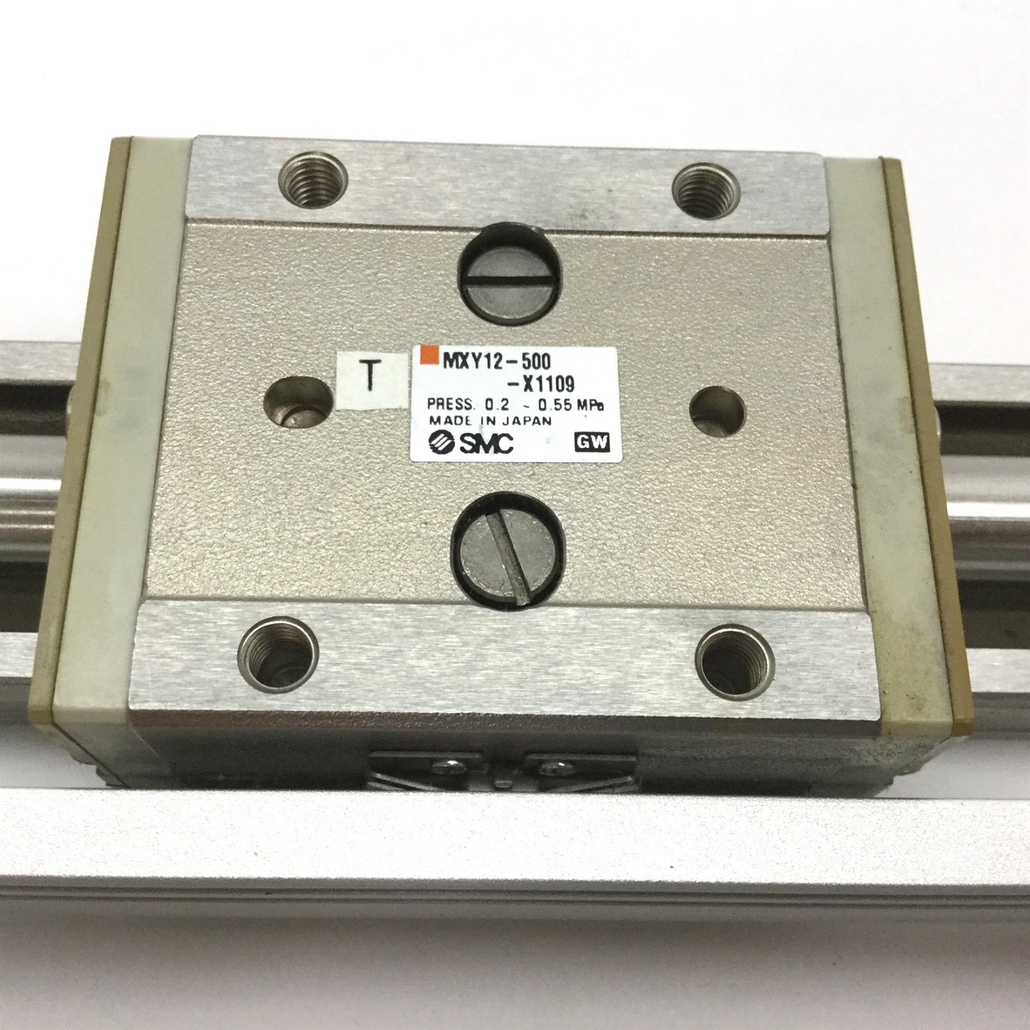 Used SMC MXY12-500-X1109 Pneumatic Slide Table, Stroke 500mm, Bore 12mm, 0.2-0.55MPa