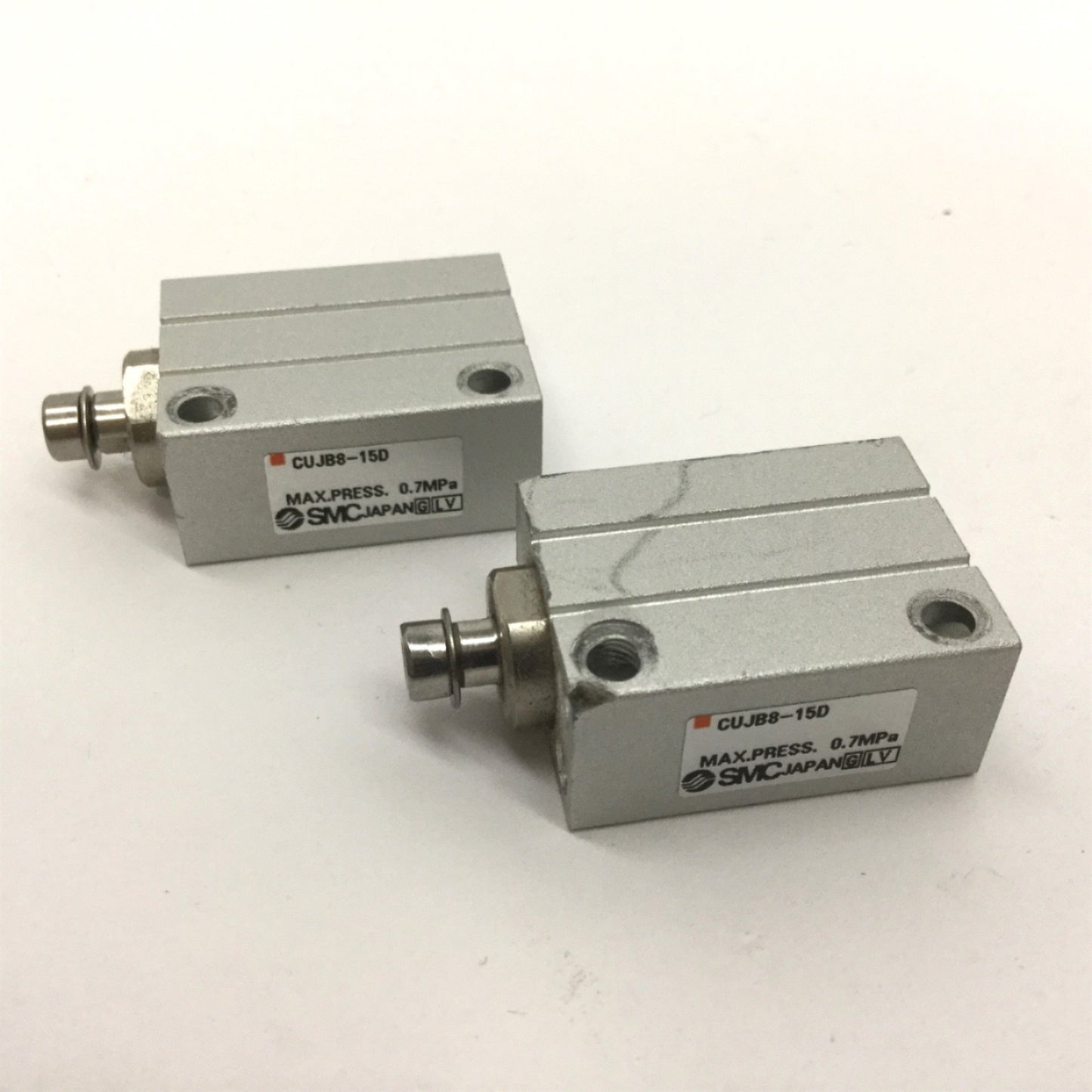 Used Lot of 2 SMC CUJB8-15D Mini Free Mount Cylinder, Stroke: 15mm, Bore: 8mm