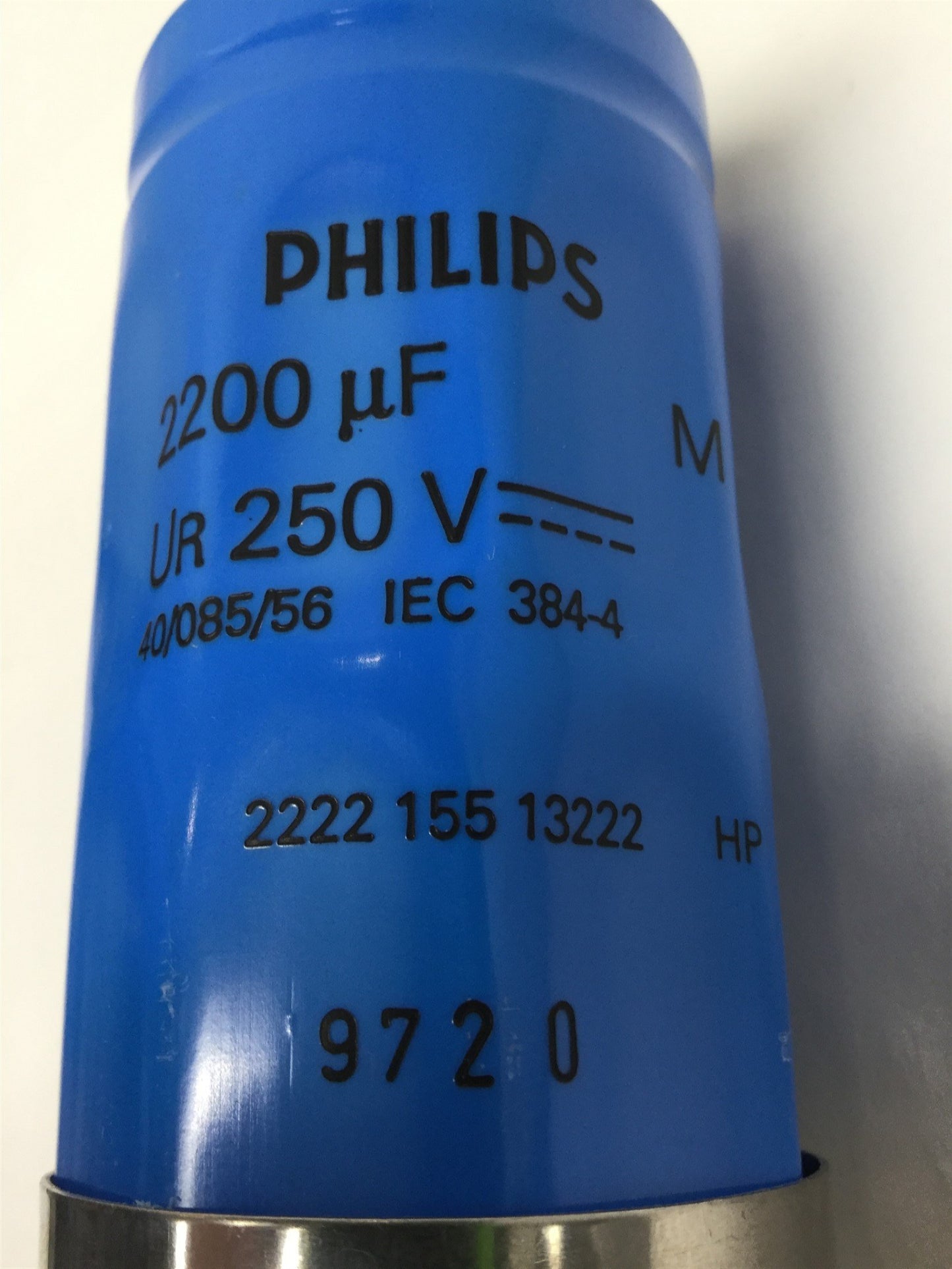 Used Philips 2222 155 13222 Aluminum Electrolytic Capacitor 2200µF 250VDC, 50 x 105mm