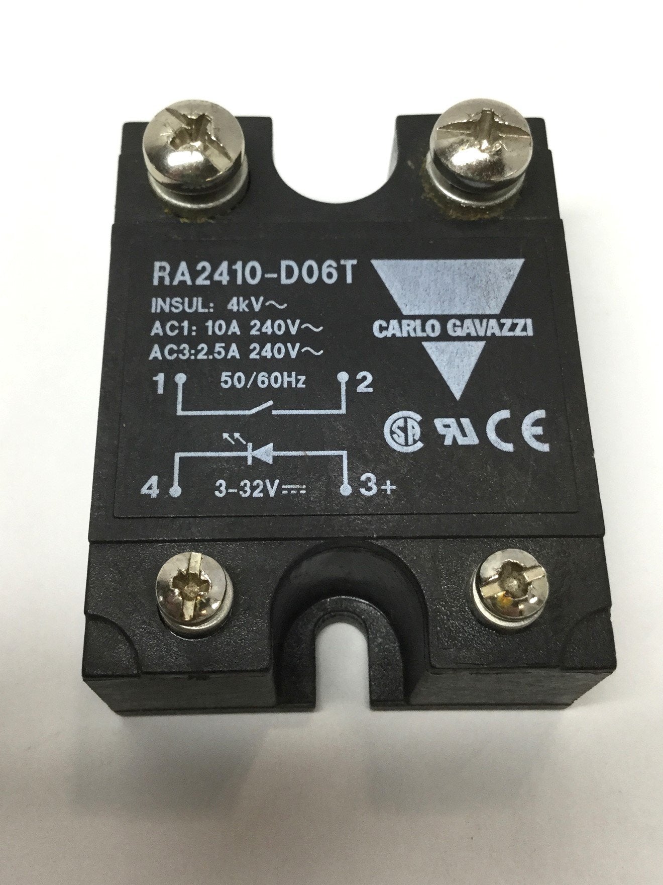 Used Carlo Gavazzi RA2410-D06T Solid State Relay 10A 240VAC SPST-NO, 3-32VDC Control