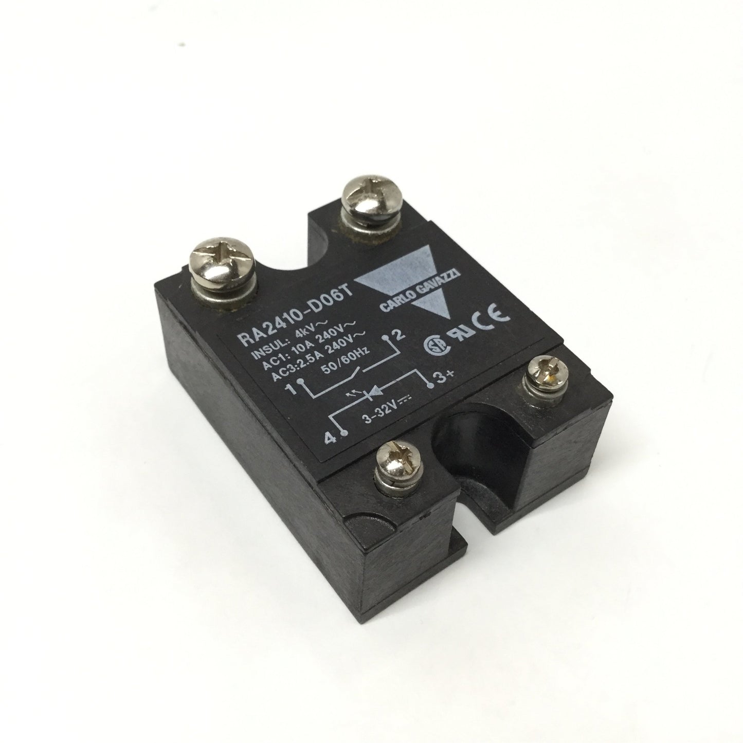 Used Carlo Gavazzi RA2410-D06T Solid State Relay 10A 240VAC SPST-NO, 3-32VDC Control