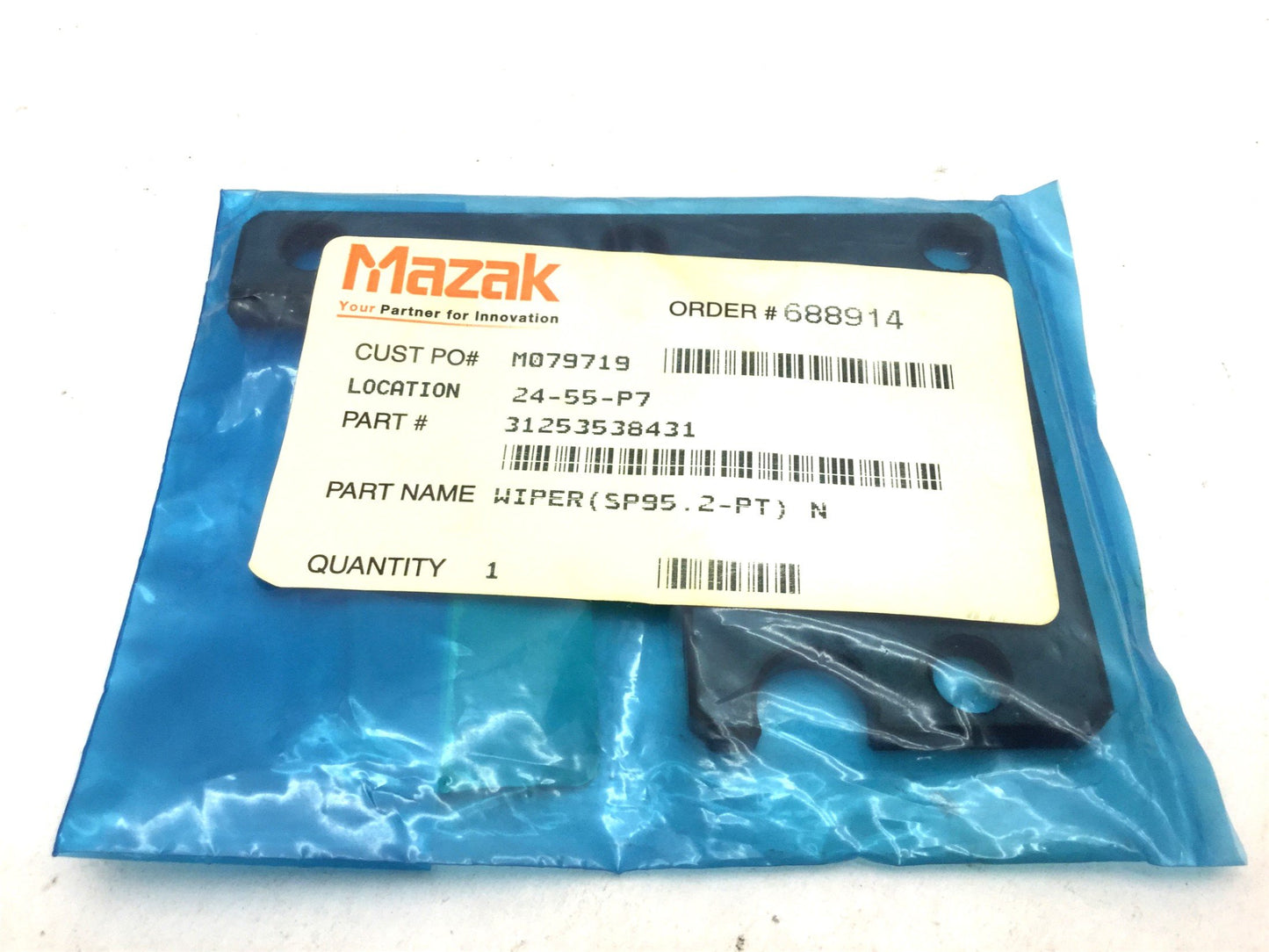 New MAZAK 31253538431 Wiper SP95.2-PT NBR&SPCC Height: 84mm Length: 115mm Depth: 5mm