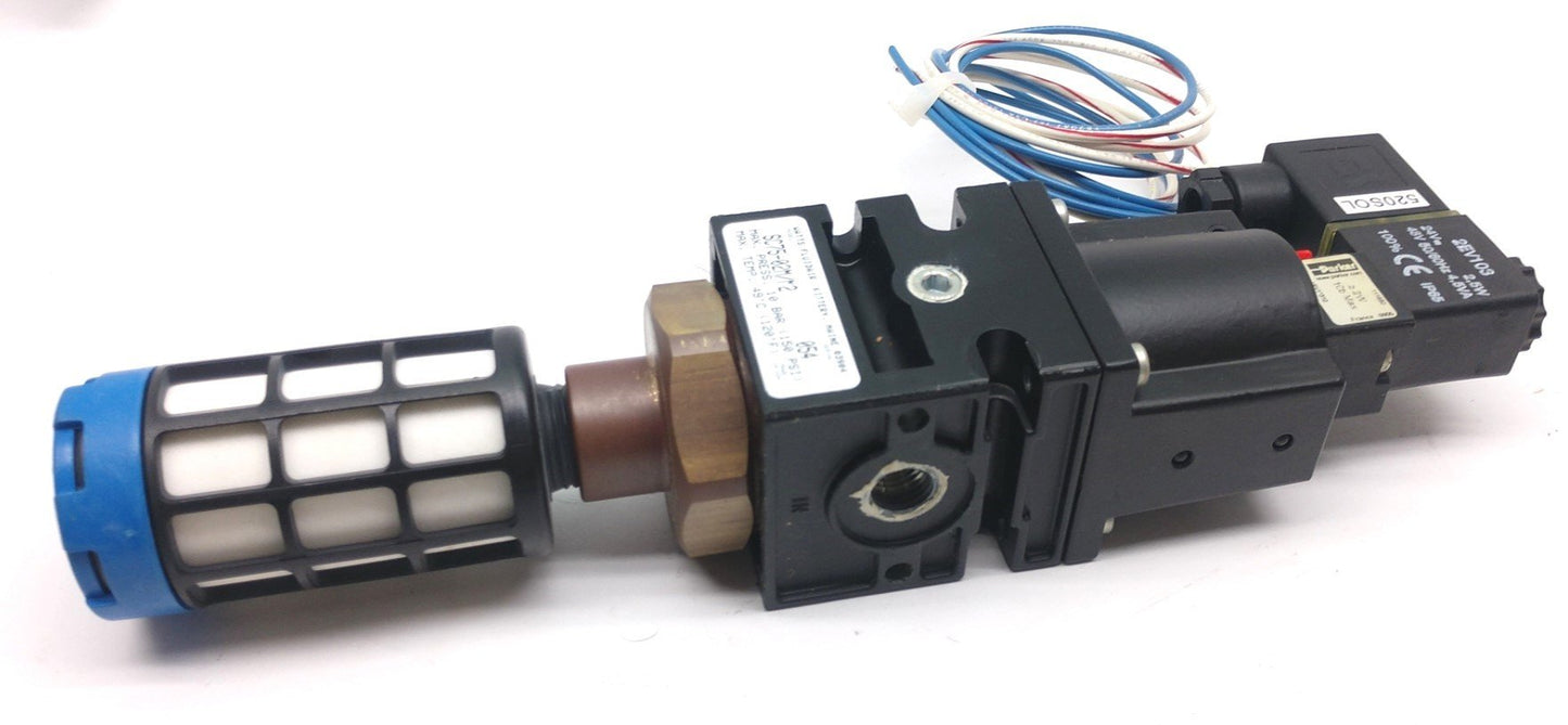 Used Parker Watts Fluidair SC75-02M/M2 Soft Start/Quick Dump, 1/4" Ports, 24VDC/48VAC