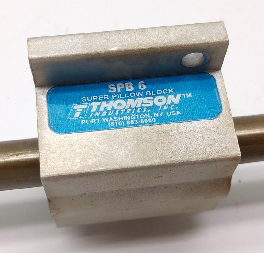 Used Thomson SPB 6 Super Pillow Block on 3/8" x 22" Rod 19-3/4" Travel, Silver Mounts