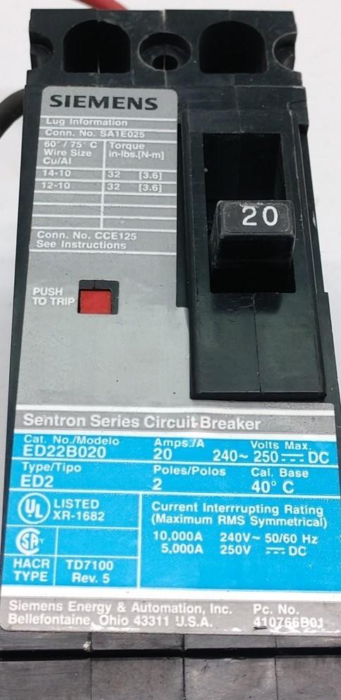Used Siemens ED22B020 Circuit Breaker On/Off Disconnect Operating Lever 240VAC/250VDC