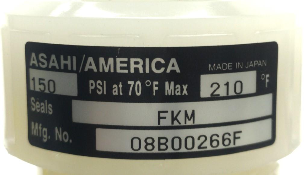 Used Asahi 08B00266F Ball Check Valve, 150PS,I 1" Maxi Sanitary Clamp, PVDF, FKM Seal