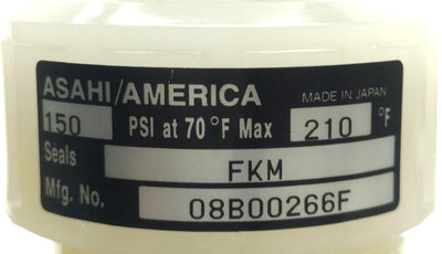 Used Asahi 08B00266F Ball Check Valve, 150PS,I 1" Maxi Sanitary Clamp, PVDF, FKM Seal