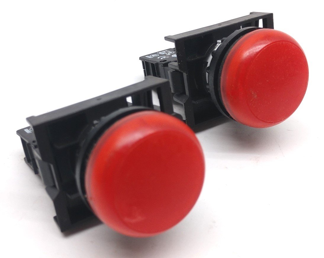 Used Lot of 2 Moeller M22-LED Indicator Lights, 22mm, 12-30VAC, 5-14mA, Red