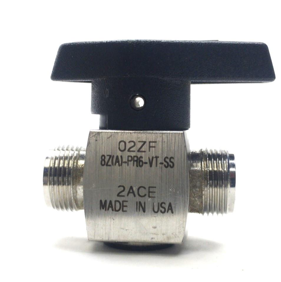 Used Parker 8Z-PR6-VT-SS Rotary Plug Valve, 1/4 Turn, 1/2" A-LOK, 3000PSI, SS