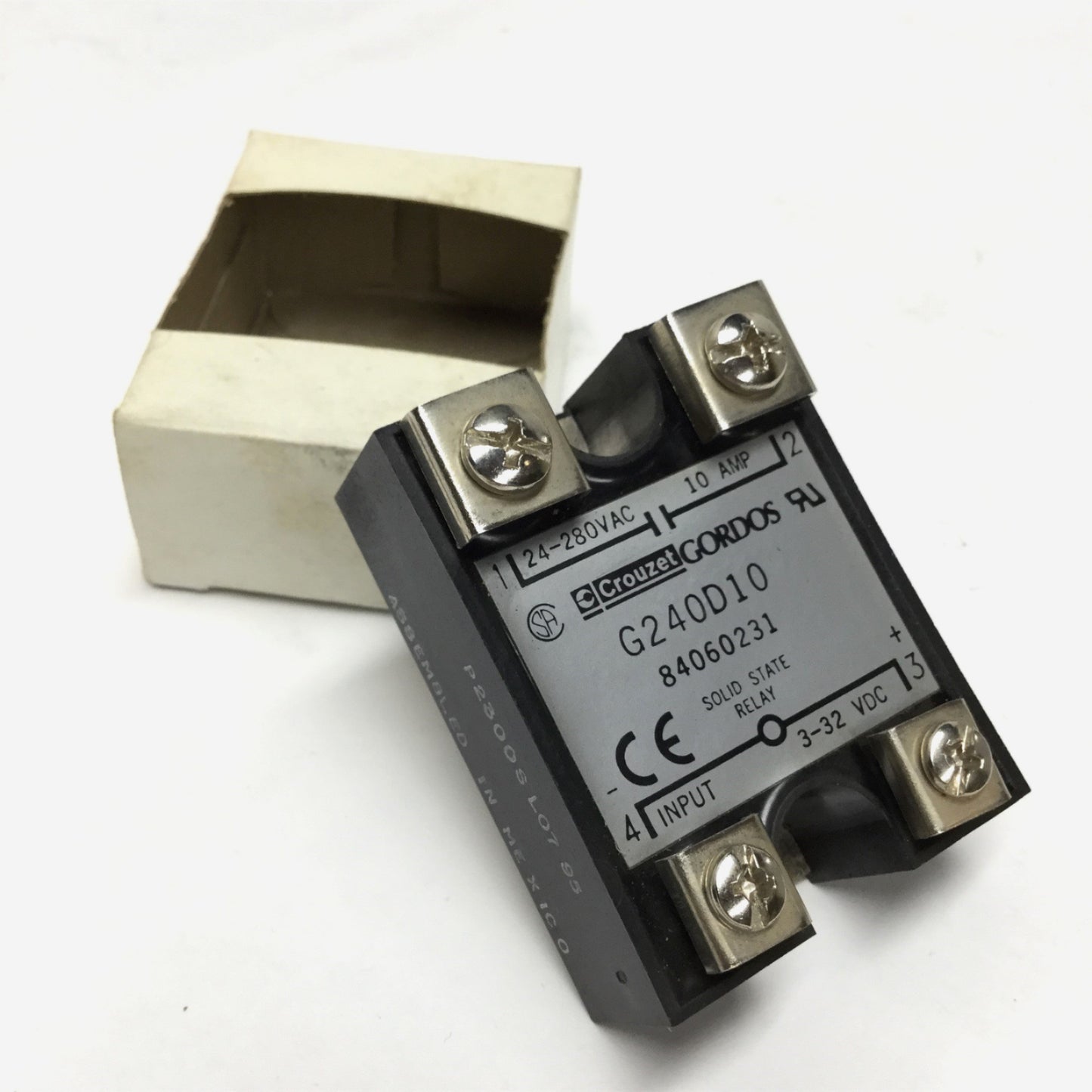 New Crouzet Gordos G240D10 Solid State Relay 10A SSR 280VAC Rating, 3-32VDC Coil