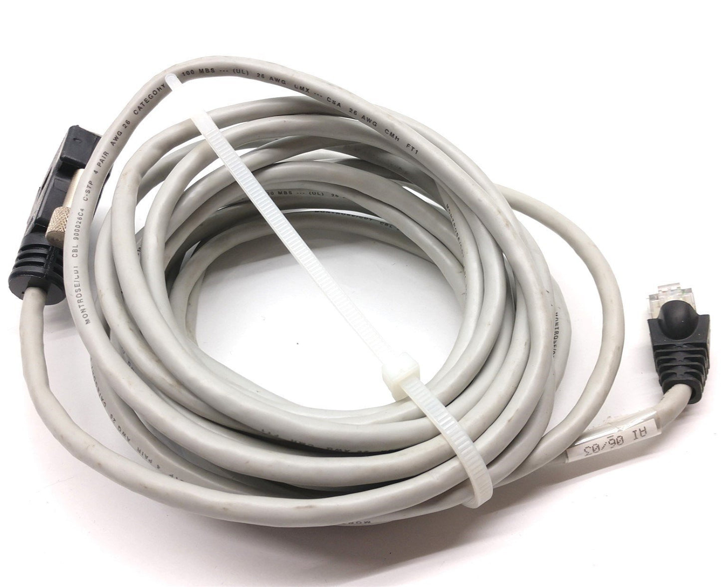 Used Cognex 300-0341-15 Ethernet Cable, 15-Pin Male D-Sub to RJ-45, 15' Long