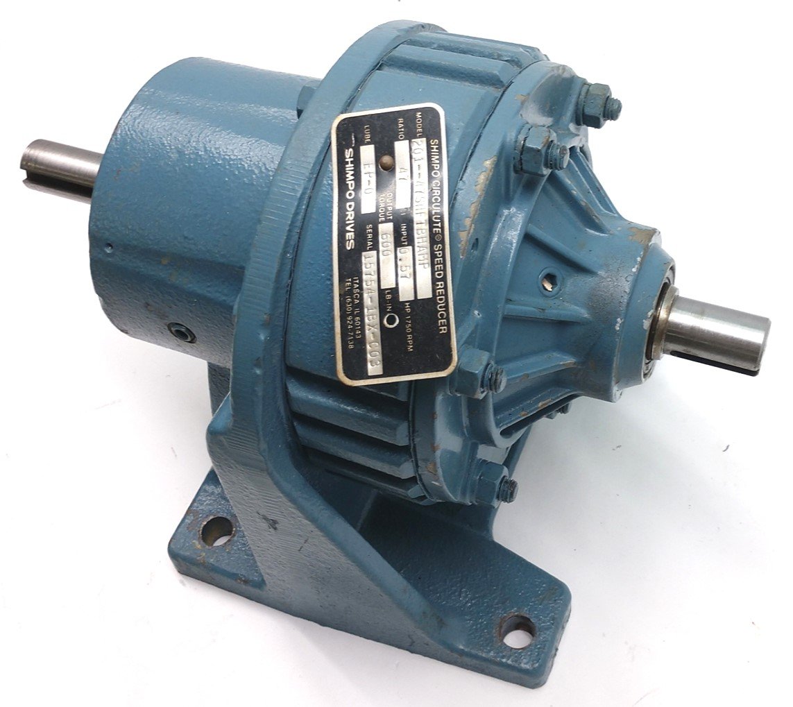 Used Shimpo 201-47SHFTBHAMP Speed Reducer, Ratio: 47:1, 600LB-IN, 0.57HP @1750RPM