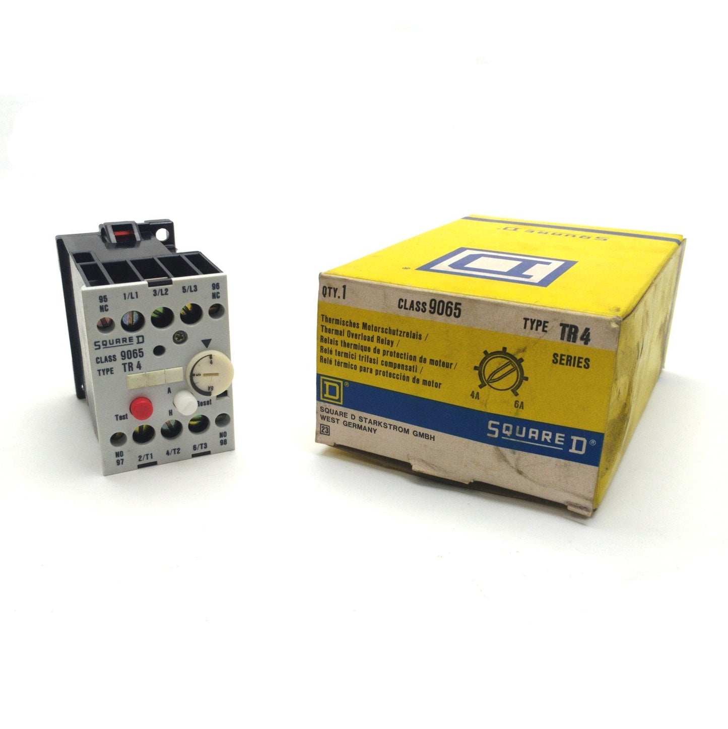 New Square D 9065 TR4 Overload Relay, 4-6A, 3-Pole, NO/NC, 600VAC/300VDC