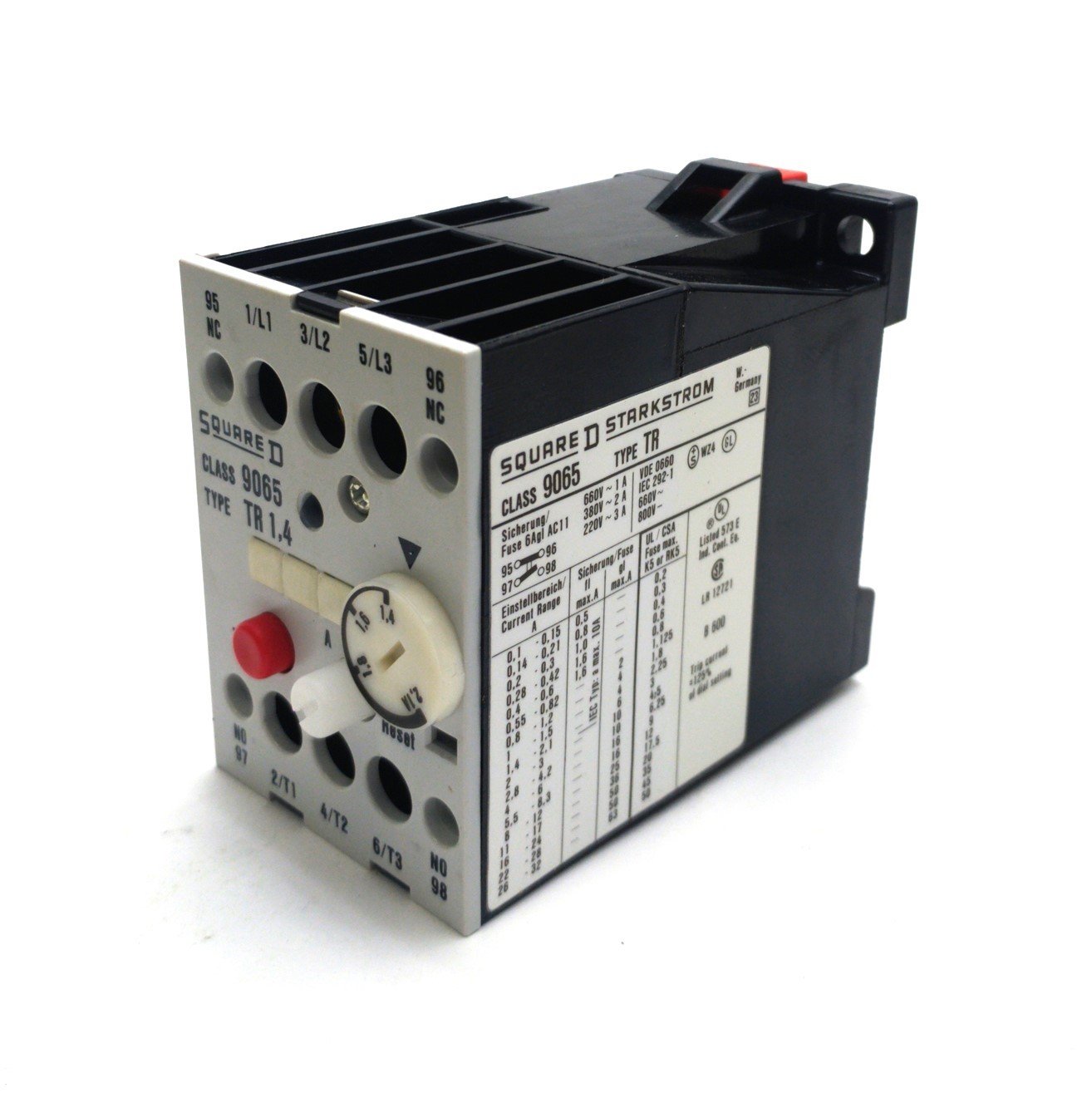 New Square D 9065 TR1.4 Overload Relay, 1.4-2.1A, 3-Pole, NO/NC, 600VAC/300VDC