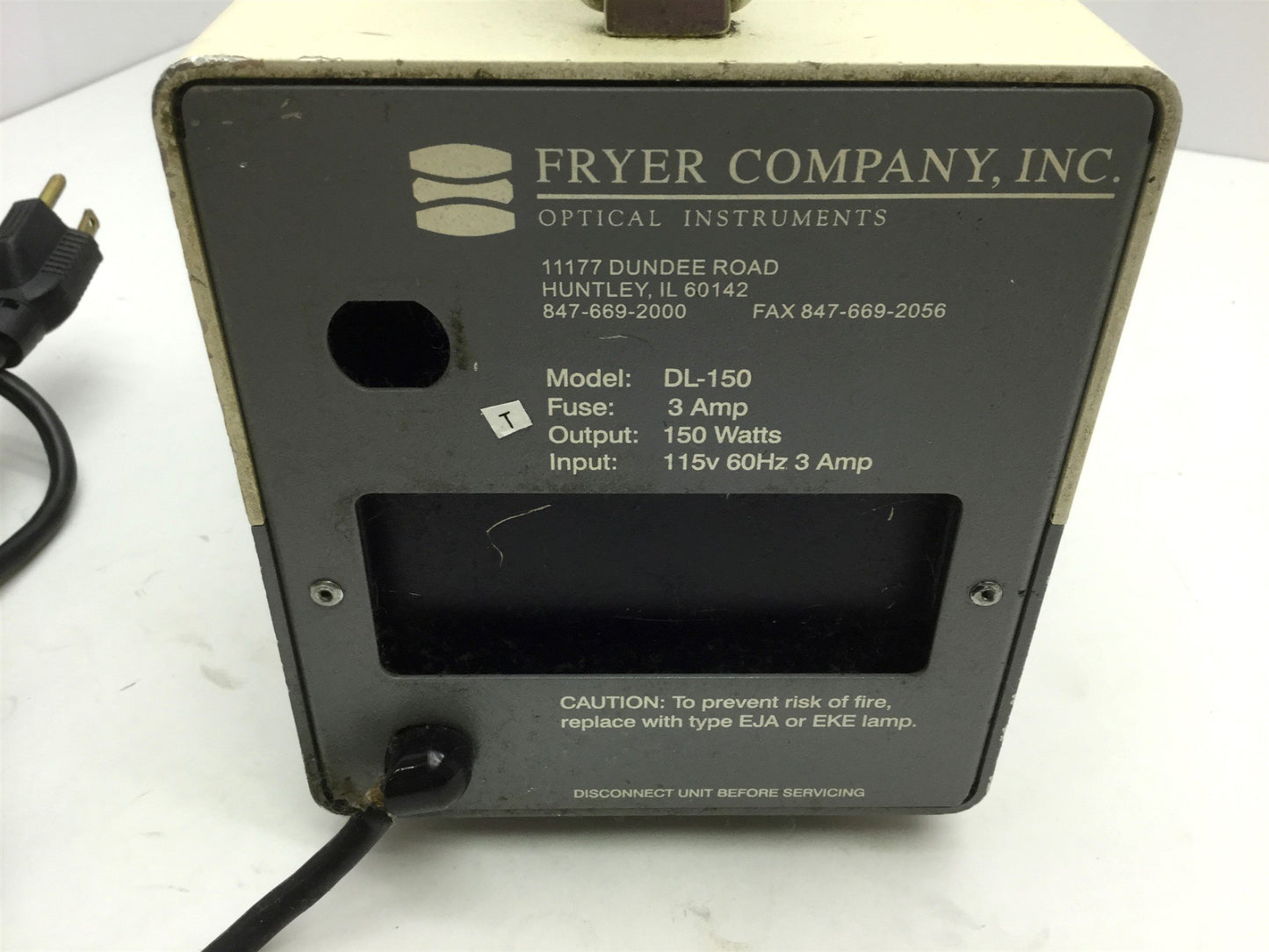Used Fryer Company DL-150 Dyna-Lite Fiber Optic Light Source 115VAC EKE Loose Dial